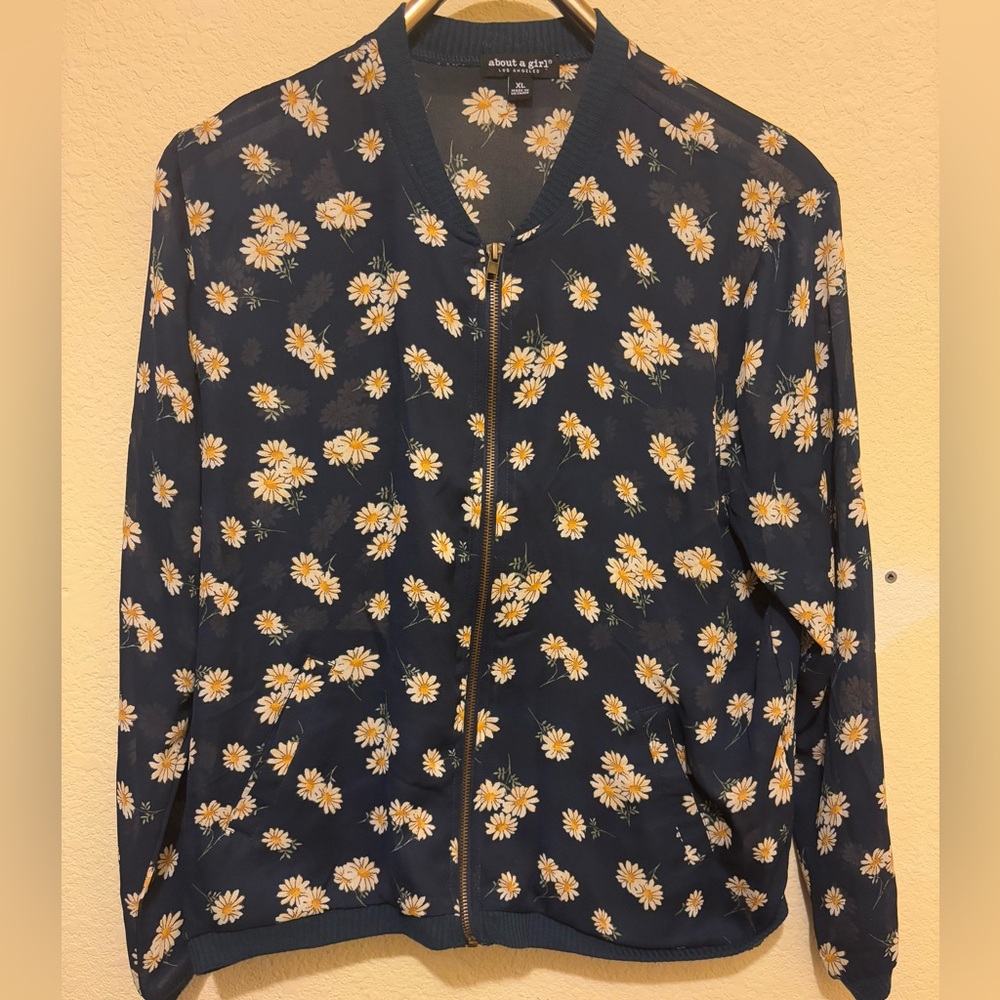 About a Girl See Through Women's Floral Jacket size XL